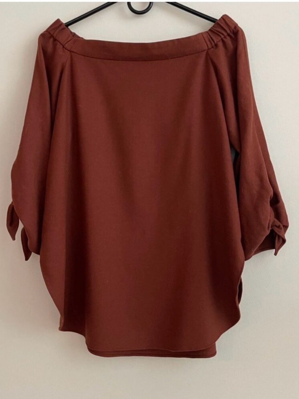 Tibi Off-Shoulder Tunic Top - Rust Brown
